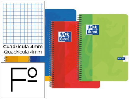 Bloc espiral Oxford tapa blanda Folio 80h 90g c/4mm. colores surtidos